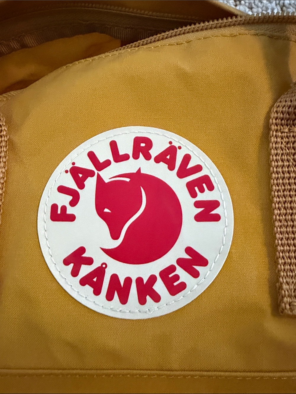 Fjallraven Kanken Kids Backpack in Mustard Yellow with Red Logo - Picture 6 of 6